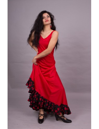 Trajes de flamenca rojo con volantes negros Yoremy Anita