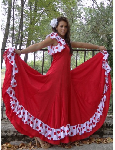 selecte-plus Robe Flamenco Fille Rouge-Blanc 