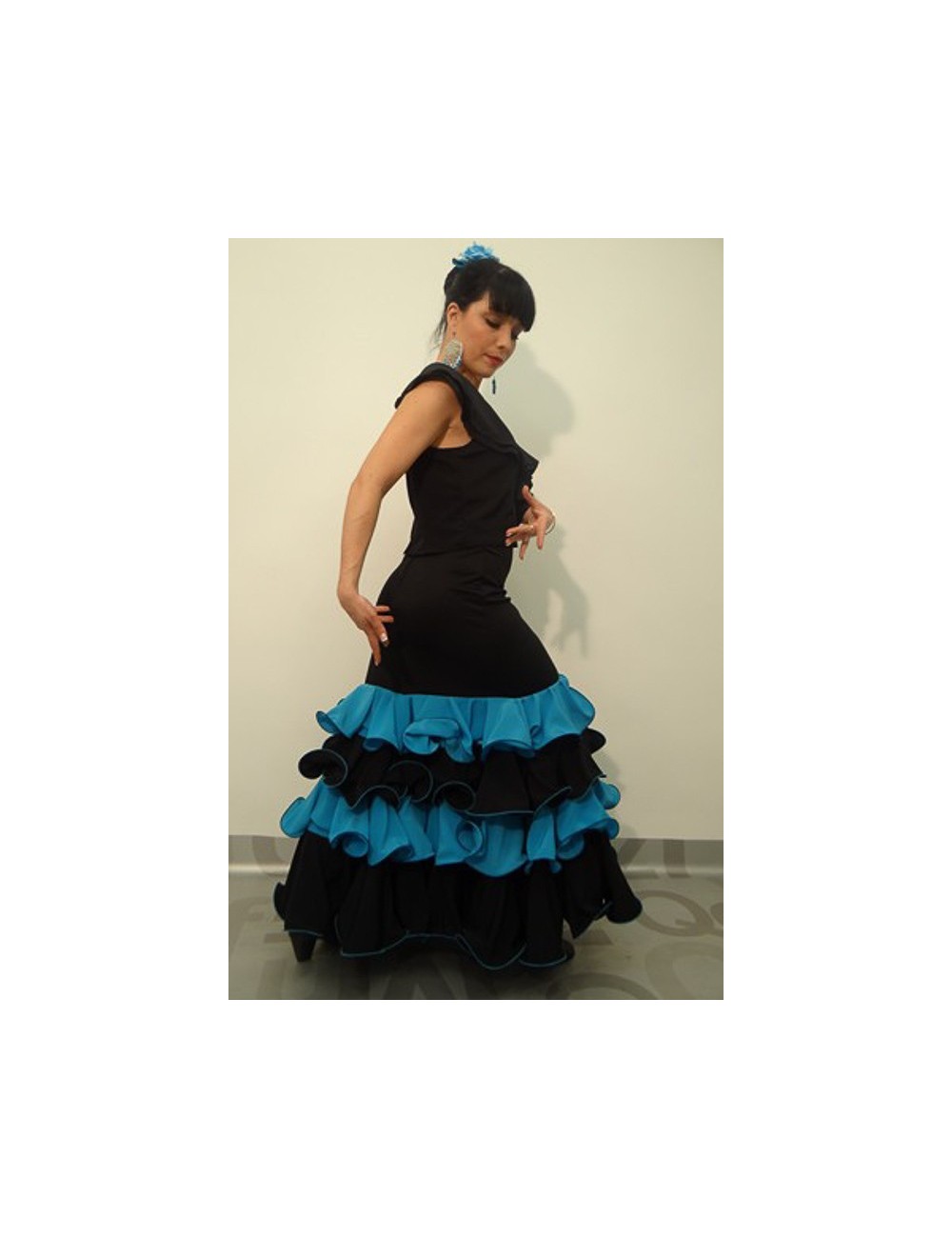 Jupe de flamenco bleue Turquessa