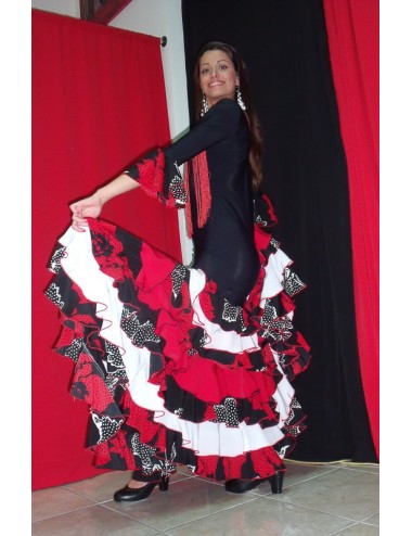 vestido de flamenco rojo, blanco y negro Melinda 1