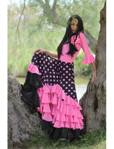 Falda flamenca con puntos rosas y negros Madriléne 1