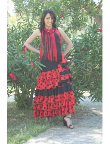 Robe Flamenco rouge pois noirs Toréra 3