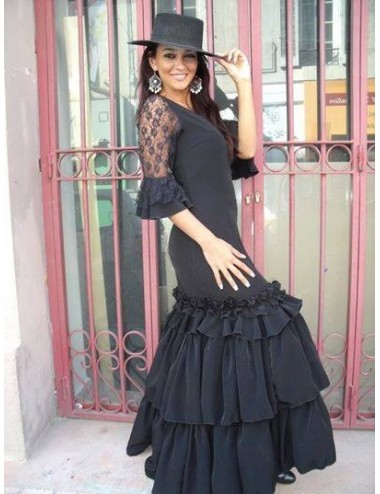 Robe de soirée flamenco noire KELLY