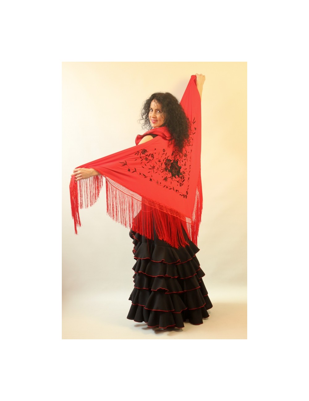 Nouveau Espagnol Floral Flamenco Dance Châle Beau traditionnel brodé Manton 