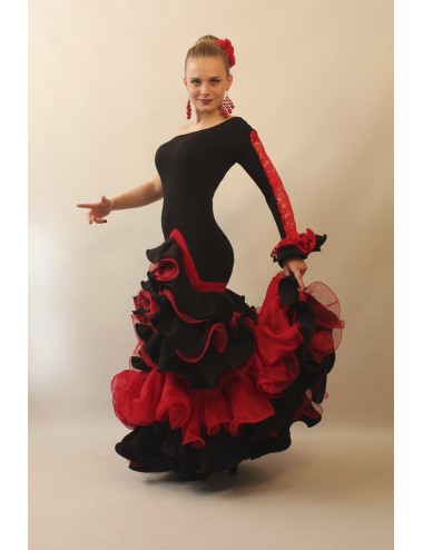 Trajes de Flamenca rojo y negro Mischa