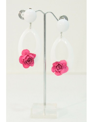 Boucles d'oreilles blanche+ rose
