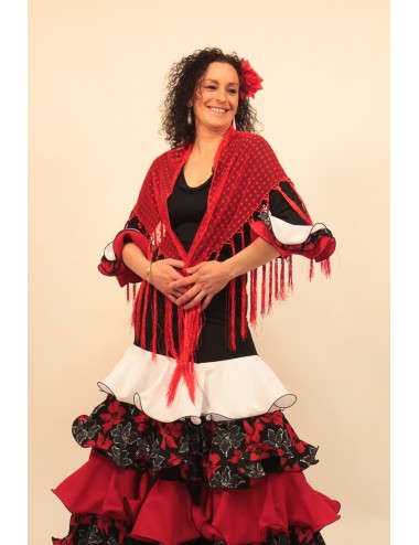 Trajes de flamenca rojo y negro Duna