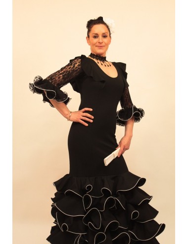 Vestido de flamenco negro y blanco Evoca 2