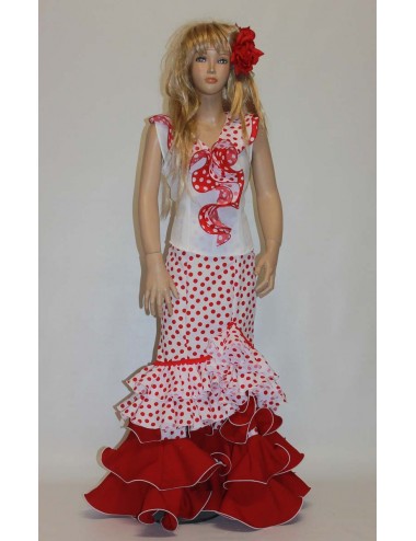 Jupe flamenco enfant blanc rouge