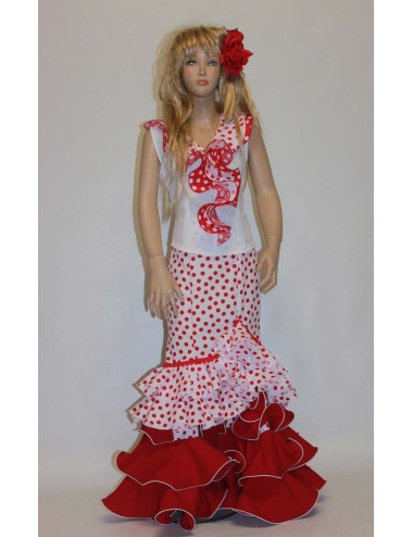 Jupe flamenco enfant blanc rouge