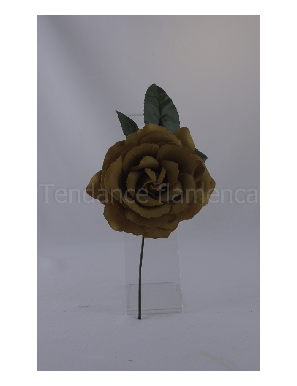 Rose de flamenco à tige 16 cm camel