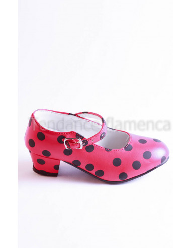 Chaussure yoremy rouge pois noire -3