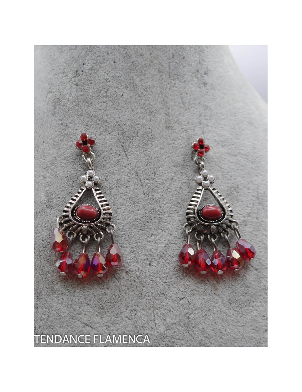 Boucles d'oreilles flamenca rouge-7