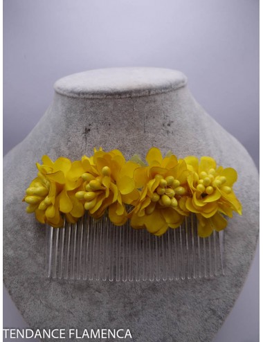 Peigne fleuri  jaune-2