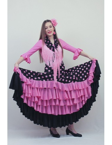 Falda flamenca con puntos rosas y negros Madriléne 1