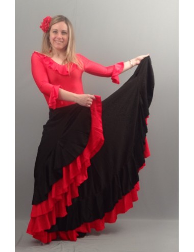 Jupe entrainement flamenco noire et rouge Becky
