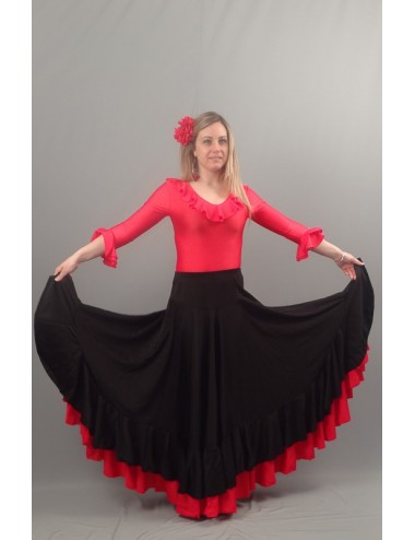 Jupe entrainement flamenco noire et rouge Becky