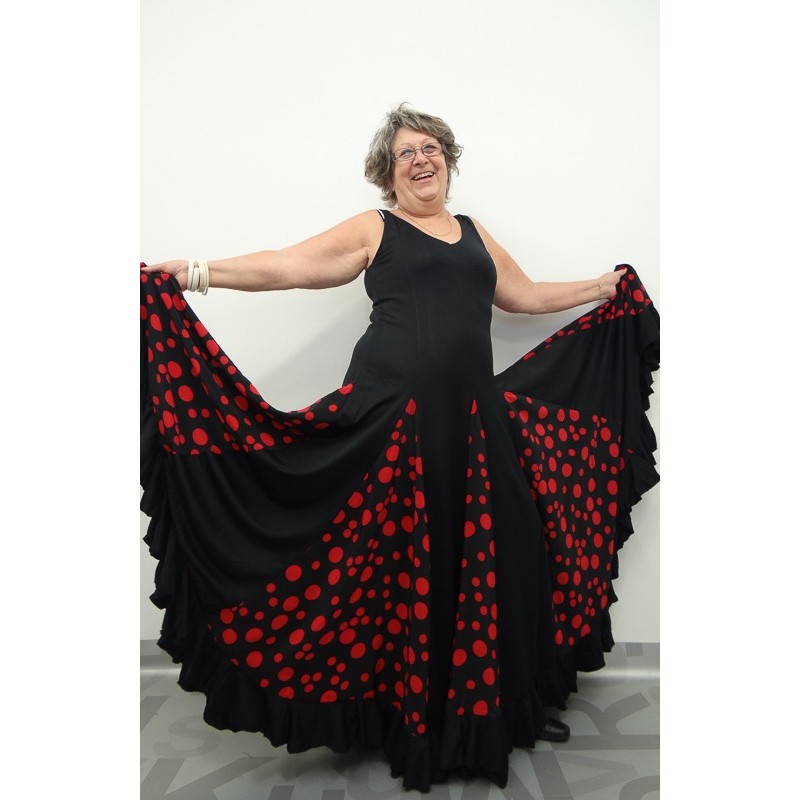 Vestido de Flamenca negro y roja XXL Anita